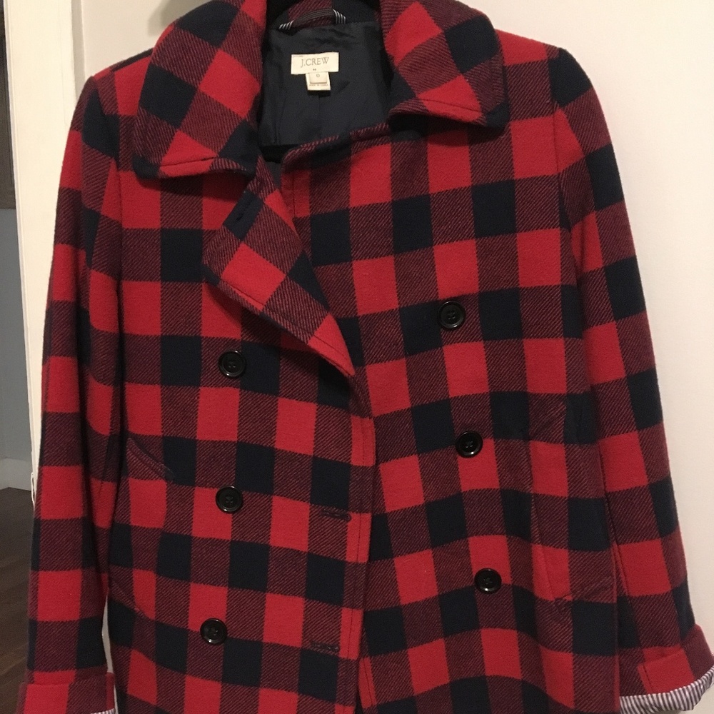 J Crew Checked Peacoat Size 0